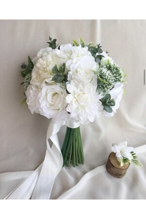 MNZ-Bridal Bouquet and Boutonniere - Linabukett