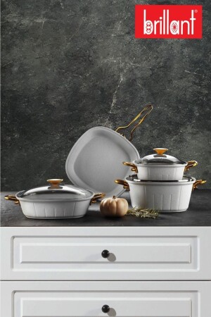 MNZ-Brillant Vega Granite Kitchen Set 7 قطع MİM-BRILLANT-POTS - Mim Life