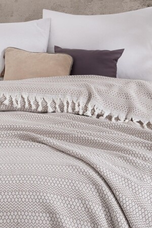 مقبض سريري مزدوج من الـ MNZ-Brown 200x230 سم قطن مقبض على القطن MCN23412 - MCN Tekstil