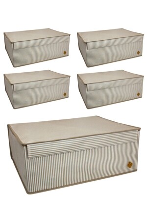 MNZ-Brown 5 قطع - غسيل متعددة الأغراض - تخزين - تنظيم إلخ قاعدة مخزن - صندوق مع غطاء 50x40x19 - Alas