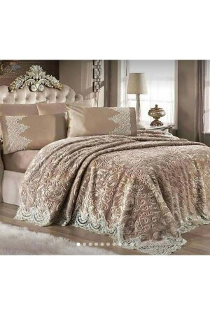 مجموعة من المادة المزدوجة من الـ MNZ-Brown، 6 قطع فرنسية من الفراغات السميكة، مجموعة من المواد العروسية، في صندوق خاص - Sevda Home Collection