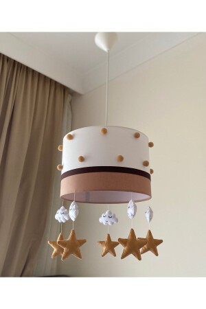 MNZ-Brown and White Pompom صمام صمام الأطفال مع Pompom1 - atölye ay ışığı