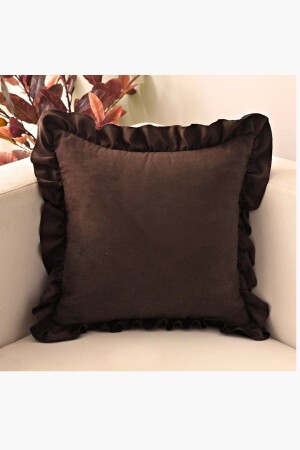 MNZ-Brown Country Ruffled Square Throw Pillow Cover Soft Textured Vintage- Scandinavian-Bohemian-Christmas - Bc Home