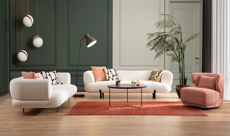 مجموعة الأريكة من نوع MNZ-Brown - Cream Pink - Cadde Yıldız