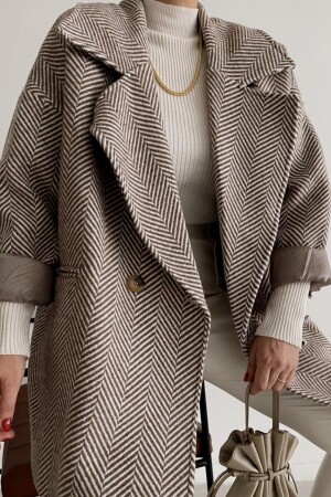 كريم من نوع MNZ-Brown Herringbone حجم كبير جداً كرتون قصير - Suzi Butik