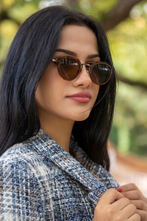 MNZ-Brown Matte Glass Matte Leopard نمط إطار عظمي للكشافة الشمسية Unisex AE2049 - Angel Eyes