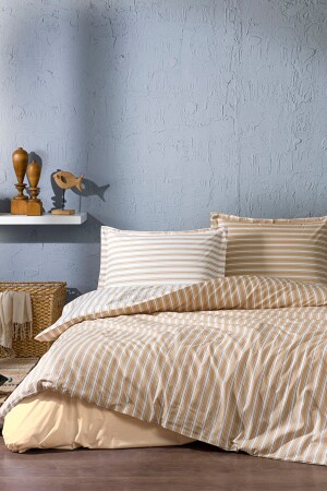 MNZ-Brown Trioline Duvet Cover Set مضاعفة القوة المضادة 8697353573453 - Özdilek