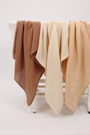 MNZ-Brown-Ecru-Beige اللون 100% القطن 3 قطع متعددة الأغراض المسلين الملابس الغطاء-غطاء-غطاء مجموعة - 75x75 سم - Luckka