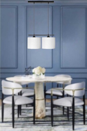 MNZ-Bruno 2-piece Black Modern Chandelier (مع ظلّ الضوء الأبيض) BRNO-ABJ-BYZ-02 - BSA LIGHTING