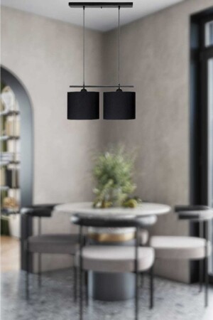 MNZ-Bruno 2-piece Black Modern Chandelier (مع ظلّ مصباح أسود) BRNO-ABJ-SYH-02 - BSA LIGHTING