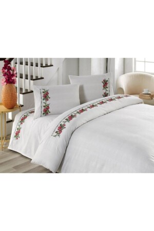 MNZ-Buldan اليدوية الأصلية الصليب المختطف مزدوج مربع أبيض غطاء غطاء القماش مجموعة 123LILA، 123RED - Durul