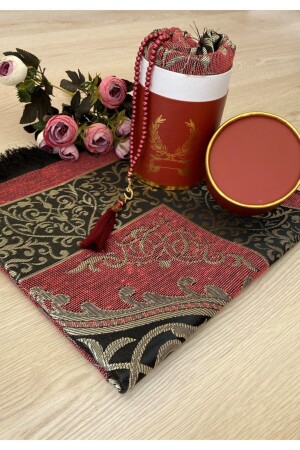 فرشة صلاة من طراز MNZ-Burgundy مع صندوق هدية من طراز Dowry - Ayhanhome