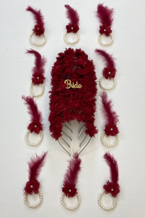 MNZ-Burgundy العروسة العروسة سوار وعروسة العروسة التاج (المعدنية) - حنا ليلة - حفلة البكالوريوس - العروس لتكون - Zeymerade