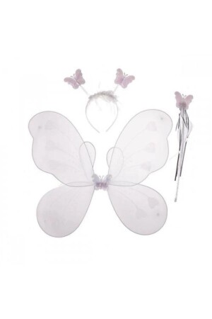 MNZ-Butterfly Angel Fairy Wing طلاء ناعم زرقاء الجناح عصا العصا تعيين التاج للاطفال ملابس أبيض - Happyland