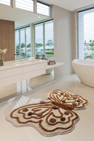 MNZ-Butterfly Brown 70x120 سم غسالة السجادة المرحاضة - قاعدة غير المنزلقة غسالة - قاعدة غير المنزلقة - Chilai Home
