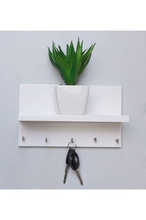 مُحَلّف مفتاح MNZ-Byçerçi - 5 حلقات حامل مفتاح أبيض للجدار - Mdesign