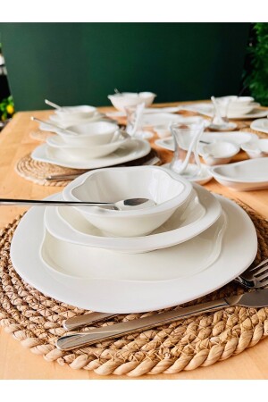 MNZ-Cabo Verde 53 قطعة عادي الأبيض العشاء والفطور مجموعة 6 أشخاص 0TR5010 - CASA DE BELLA