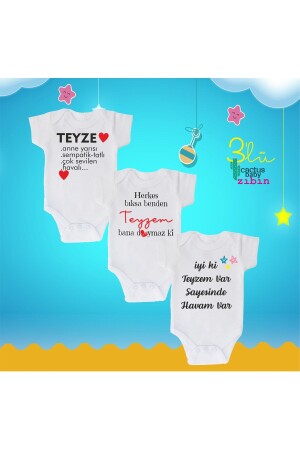 MNZ-Cactus Baby Auntie كتابة هدية الطفل مجموعة من 3 طباعة القطن أبيض جسم الطفل chXVWDTYXZ - CACTUS COLLECTION