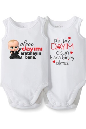 (MNZ-Cactus) عم الطفل المكتوب حزمة هدية الطفل بدون أكمام طباعة من القطن الأبيض جسم الطفل cBDAYIM743 - CACTUS COLLECTION