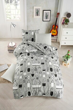 مجموعة غطاء غطاء واحد من غطاء MNZ-Cactus Gray - Tabu Home