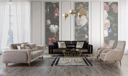 MNZ-CaddeYıldız Gold Sofa Set - Cadde Yıldız