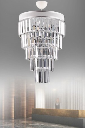 MNZ-Çağla 6-piece أبيض خمسة طوابق شمعة بلورات حديثة 5003 - KUZEY AYDINLATMA