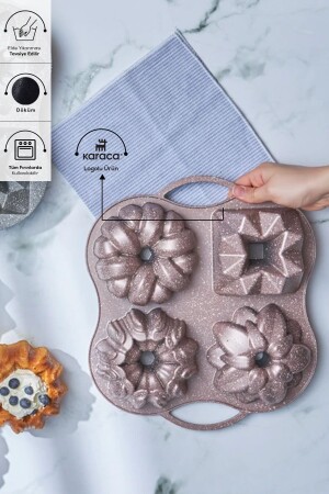 كعك من الـ MNZ-Cake Pro 4 قطع كعك من الـ Rosegold Cast Cake Mold 35 سم 153 03. 06. 8446-1 - Karaca