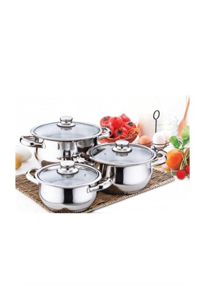 MNZ-Çakır 6 قطع طباخات مع غطاء زجاجي GÜLSANÇKR - Gülsan