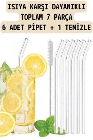 MNZ-Cambu 6-piece Glass Straws Thermosilicate (حرارة مقاومة) و 1 فرشاة تنظيف بيبيت 1. - Comprox