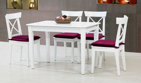 مجموعة طاولة الطعام من طراز MNZ-Camel - بيضاء - Cadde Yıldız