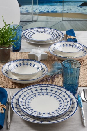 (MNZ-Camelia) 24 قطعة عشاء عظمي مجموعة 6 أشخاص 1614 PR. 0000000GBSATN24Y4R1614 - Güral Porselen