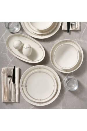 (MNZ-Camelia) 30 قطعة عشاء مجموعة 6 أشخاص 64111 PR. 0000GBSATN30YT93064111 - Güral Porselen