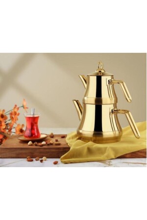 MNZ-Camelia Full Gold Family Size Teapot Set EUCAMELİATAMGOLDÇS - Remetta