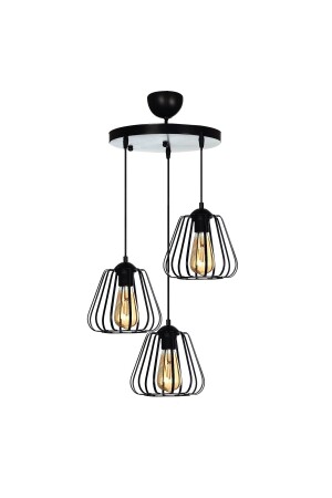 مصباح مرفق من طراز MNZ-Camellia 3 قطع من الشنابل (أسود) VK. 1371 - VK HOME AYDINLATMA