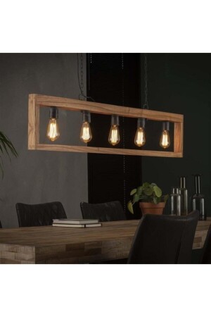 موديل منشفة MNZ-Candelier Lamp Pendant Lamp خشبية لزيّن منشفة 130 سم 5 حامل مصباح 327853817471 - Zanaat