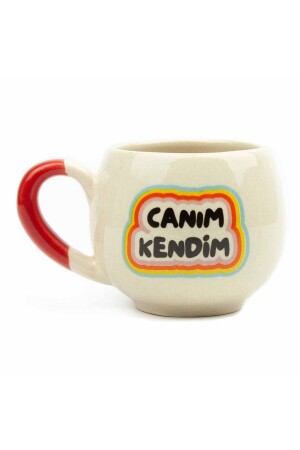 MNZ-Canım Kendim كريم كوب بالون لامع (HANDLE RED) - كوب الهدية السيراميكية - Palto Tasarım