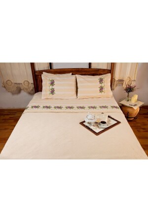 MNZ-Canvas Pique Set Hand Embroidered Double (PURPLE) kanavicepike - buldanstore