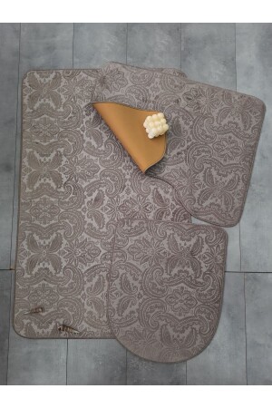 MNZ-Cappuccino Ultrasoft نمط 3 قطع المرحاض مجموعة حمام السجادة المطبخ مجموعة UltSoft - Bonny Home
