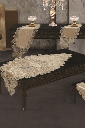 MNZ-Cappucino فرنسية مسطحات الياسمين السلمون غرفة المعيشة مجموعة 5 قطع 161875 - Çeyiz Diyarı