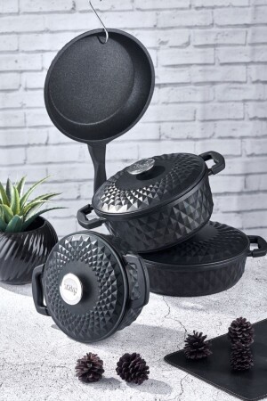 MNZ-Carabella 7 قطع طلاء الحديد الصلب مجموعة الأسود 1035323. 0001 - Taç