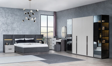 غرفة نوم MNZ-Cardea مع قاعدة - جرة جرس مع غطاء زجاجي - Cadde Yıldız