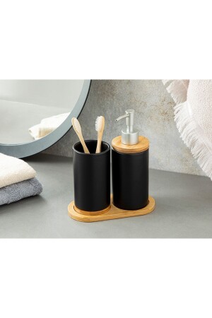 (MNZ-Carla) مجموعة حمام 3 قطع 8.5x8.5x13 سم سوداء 10035216 - English Home