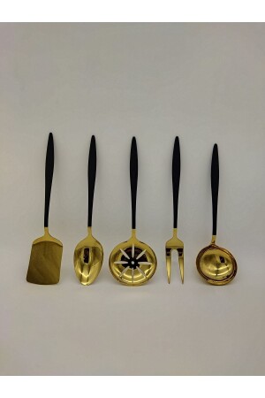 MNZ-Carmen 5 Piece أسود التيتانيوم الذهب الخدمة مجموعة CMDCSGSSS01 - BRONDOFF