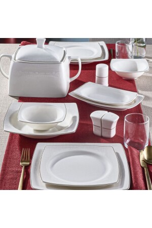 MNZ-Caroline 62 Piece Square Bone Dinner Set - 6171 PR. 00000GBSCR62KYT8306171 - Güral Porselen