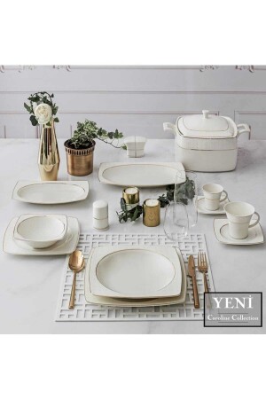 MNZ-Caroline 85 Piece Square Bone Dinner Set - 5113 NBNCR85KYT8305113 - Güral Porselen