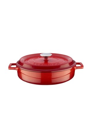 MNZ-Cast Iron متعددة الأغراض مسطحة وعلبة رقيقة منتظمة قطر 32 سم حمراء PRA-442787-7028 - Lava