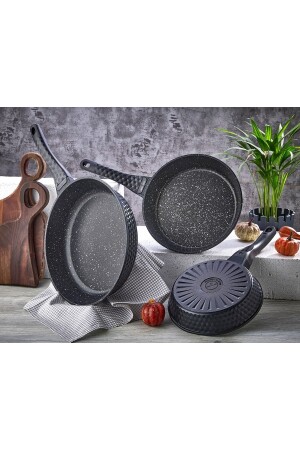MNZ-Cast Iron 3-piece Pan Set بلاتينوم سلسلة CAST 3-piece Pan Set بلاتينوم سلسلة - First Class