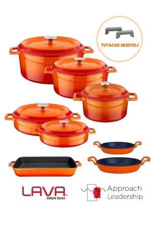 MNZ-Cast Iron ثمانية قطع وعلبة وعلبة نارقة عصرية 898941489884 - Lava