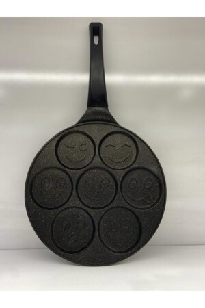 MNZ-Cast Iron Emoji Pancake Pan - أسود - 17157 - Bayev