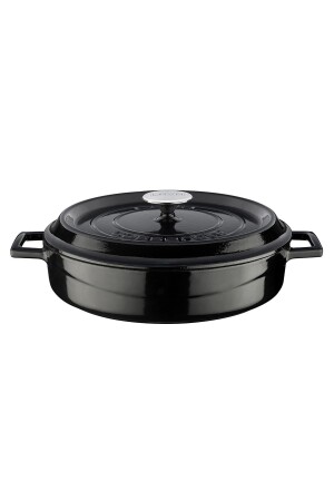 MNZ-Cast Iron Multi-Purpose Flat Pot. سلسلة حديثة بعمق ((Ø) 28 سم. LV Y ST 28 K2 - Lava